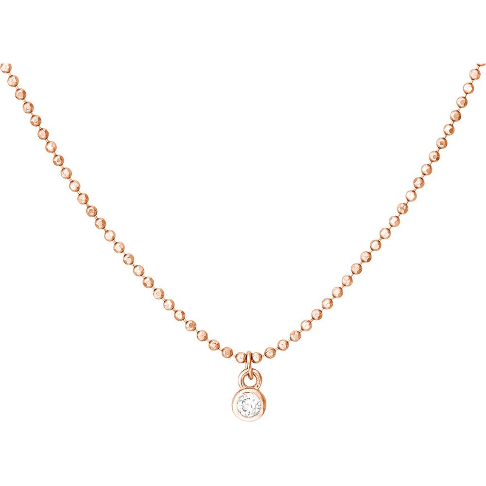 Olas d'Oro - 14K Rose Gold Diamond Drops Necklace with Bezel-Set Diamonds - 0.06 Carat Total Diamond Weight