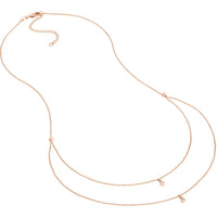 Olas d'Oro - 14K Rose Gold Diamond Drops Necklace with Bezel-Set Diamonds - 0.06 Carat Total Diamond Weight