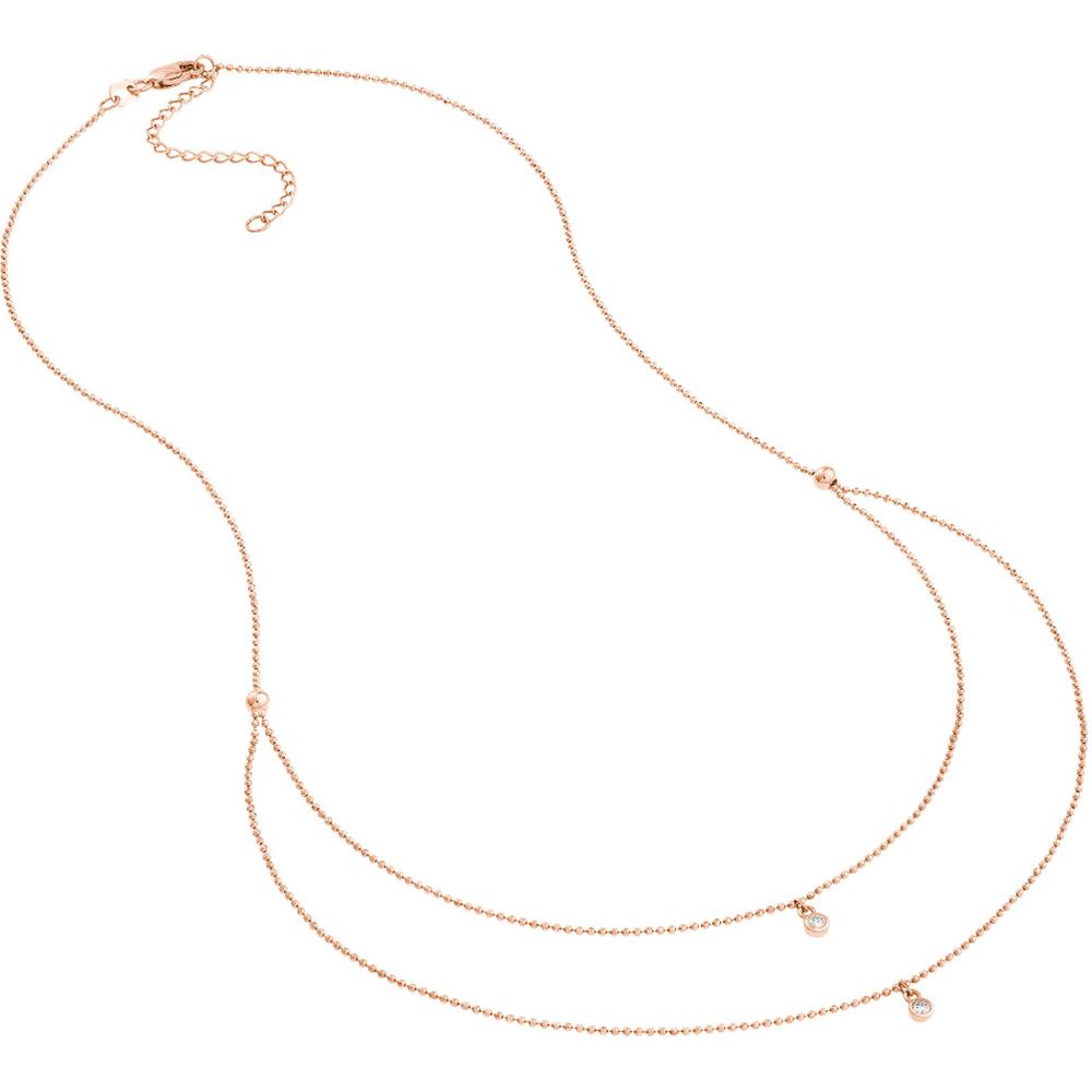 Olas d'Oro - 14K Rose Gold Diamond Drops Necklace with Bezel-Set Diamonds - 0.06 Carat Total Diamond Weight