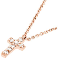 Olas d'Oro - 14K Rose Gold Diamond Mini Cross Necklace - 0.06 Carat Total Diamond Weight