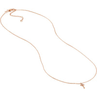 Olas d'Oro - 14K Rose Gold Diamond Mini Cross Necklace - 0.06 Carat Total Diamond Weight