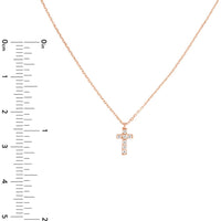 Olas d'Oro - 14K Rose Gold Diamond Mini Cross Necklace - 0.06 Carat Total Diamond Weight