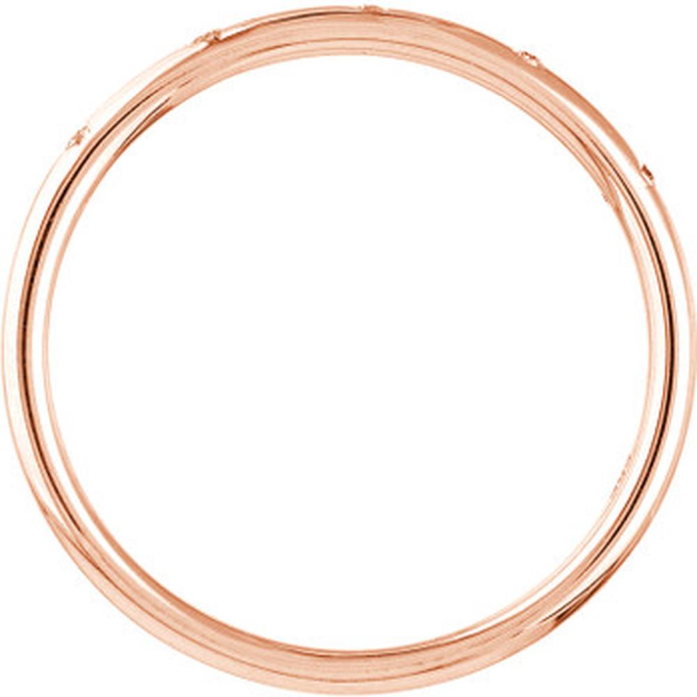 Olas d'Oro - 14K Rose Gold Diamond Stations Thin Band Ring - 0.03 Carat Total Diamond Weight