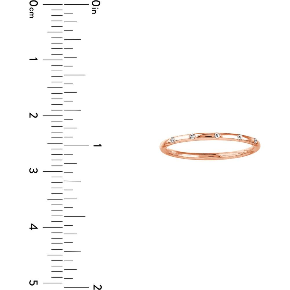 Olas d'Oro - 14K Rose Gold Diamond Stations Thin Band Ring with 0.03 Carat Total Diamond Weight - Size 6