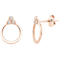 Olas d'Oro - 14K Rose Gold Diamond Trinity Stud Earrings - 0.08 Carat Total Diamond Weight