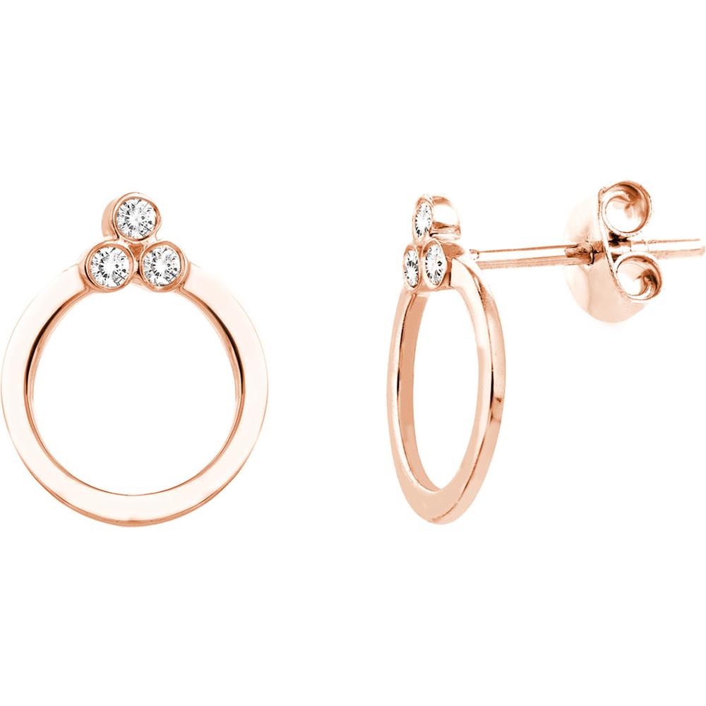 Olas d'Oro - 14K Rose Gold Diamond Trinity Stud Earrings - 0.08 Carat Total Diamond Weight