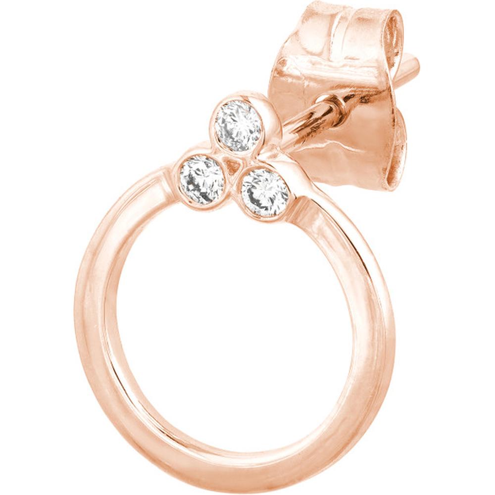Olas d'Oro - 14K Rose Gold Diamond Trinity Stud Earrings - 0.08 Carat Total Diamond Weight
