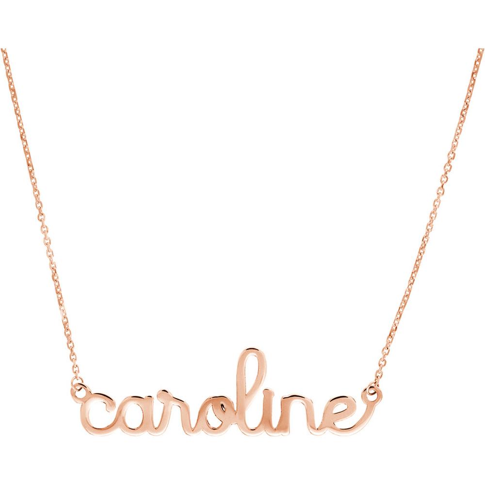 Olas d'Oro - 14K Rose Gold Doodle Nameplate Necklace - Custom Personalized Jewelry
