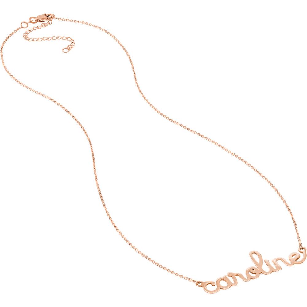 Olas d'Oro - 14K Rose Gold Doodle Nameplate Necklace - Custom Personalized Jewelry