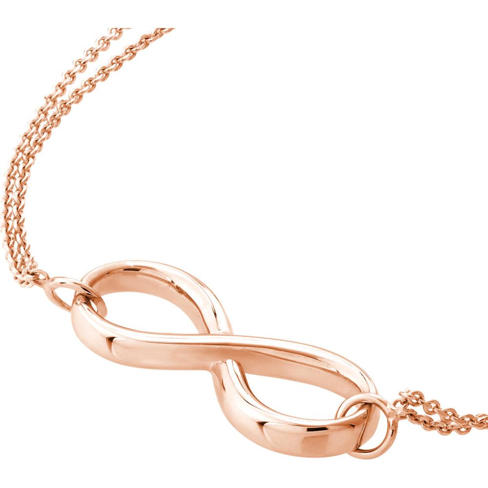 Olas d'Oro - 14K Rose Gold Double Strand Infinity Adjustable Bracelet - 2.91 Grams