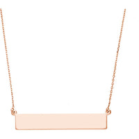 Olas d'Oro - 14K Rose Gold Engravable Bar & Adjustable Necklace - 3.20 Grams