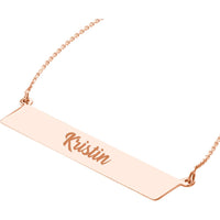 Olas d'Oro - 14K Rose Gold Engravable Bar & Adjustable Necklace - 3.20 Grams