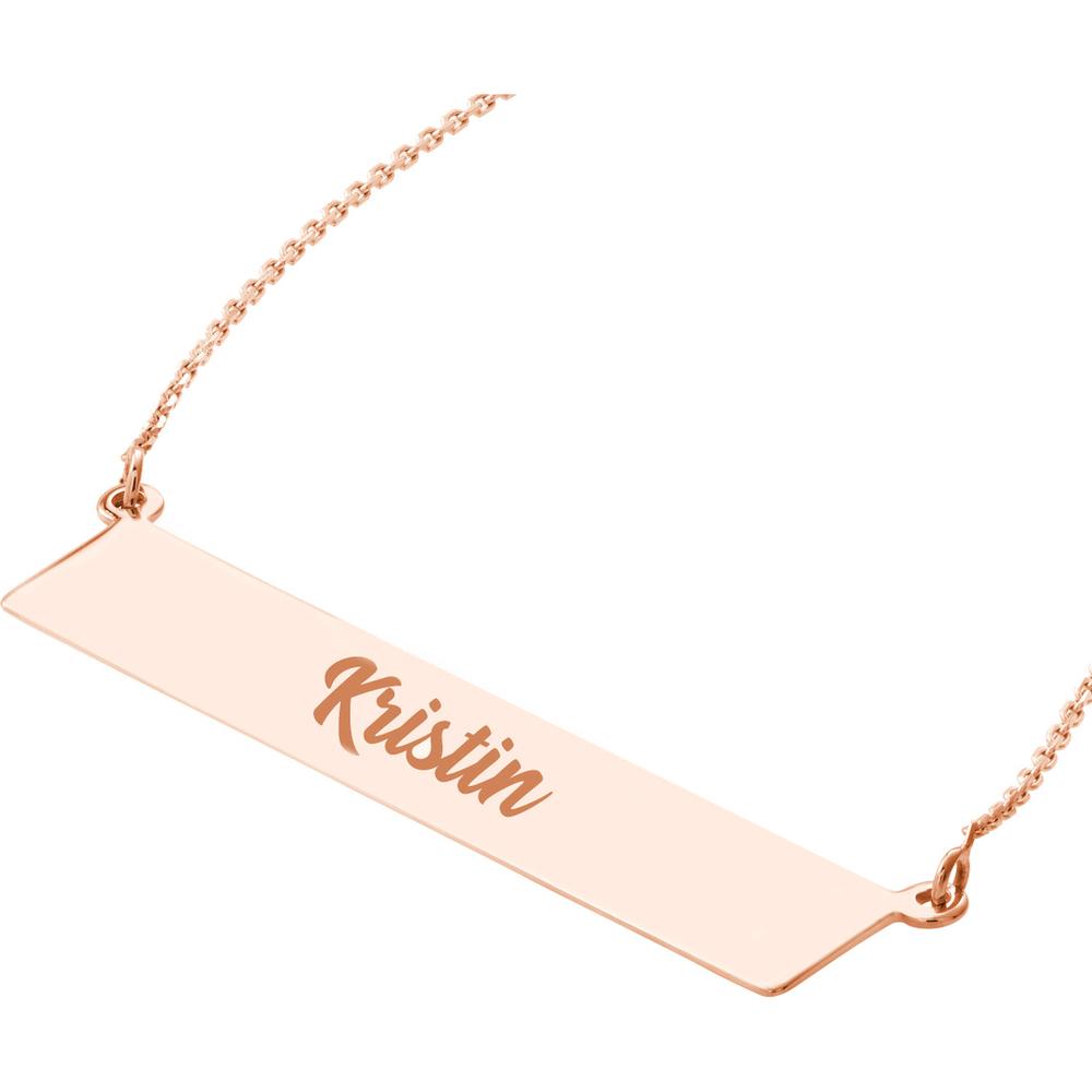 Olas d'Oro - 14K Rose Gold Engravable Bar & Adjustable Necklace - 3.20 Grams