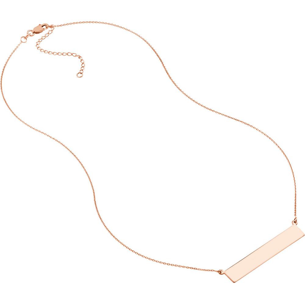 Olas d'Oro - 14K Rose Gold Engravable Bar & Adjustable Necklace - 3.20 Grams