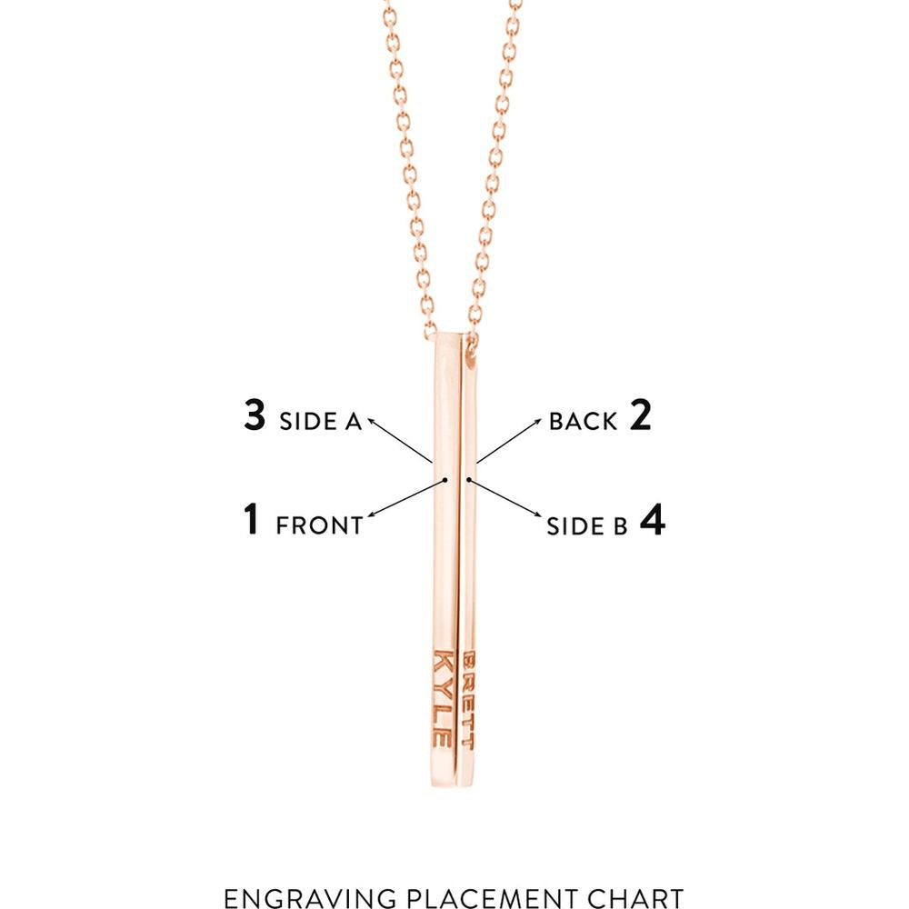 Olas d'Oro - 14K Rose Gold Engravable Cube Adjustable Necklace with Lobster Clasp - Customizable Design