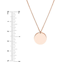 Olas d'Oro - 14K Rose Gold Engravable Disc Pendant Necklace - Adjustable 16-18 Inch Chain, 2.40 Grams Weight