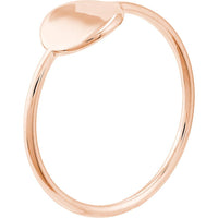 Olas d'Oro - 14K Rose Gold Engravable Disc Wire Ring - Size 8