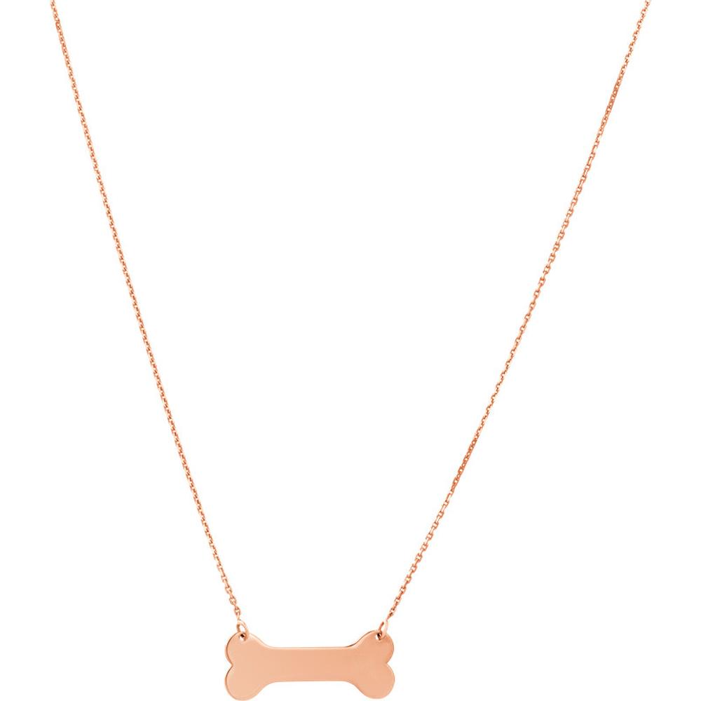 Olas d'Oro - 14K Rose Gold Engravable Dog Bone Pendant Necklace - Customizable for Pet Lovers