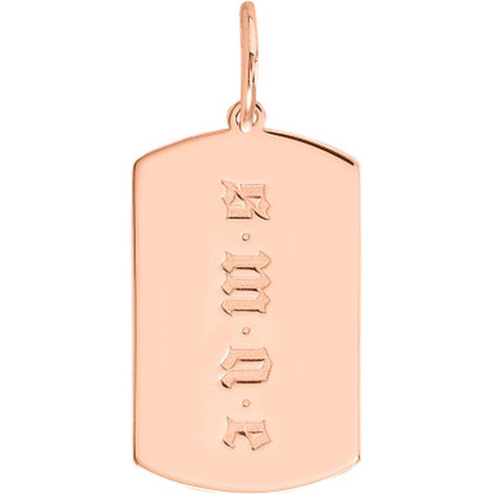 Olas d'Oro - 14K Rose Gold Engravable Dog Tag Charm - 13x21mm