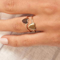 Olas d'Oro - 14K Rose Gold Engravable Heart Wire Ring - Size 8