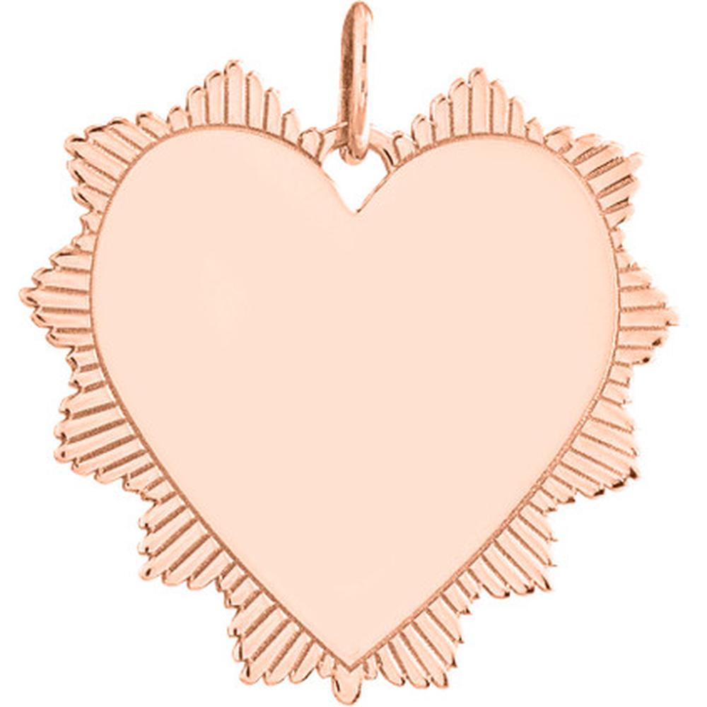 Olas d'Oro - 14K Rose Gold Engravable Spike Heart Pendant - 1.95 Grams