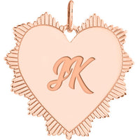 Olas d'Oro - 14K Rose Gold Engravable Spike Heart Pendant - 1.95 Grams