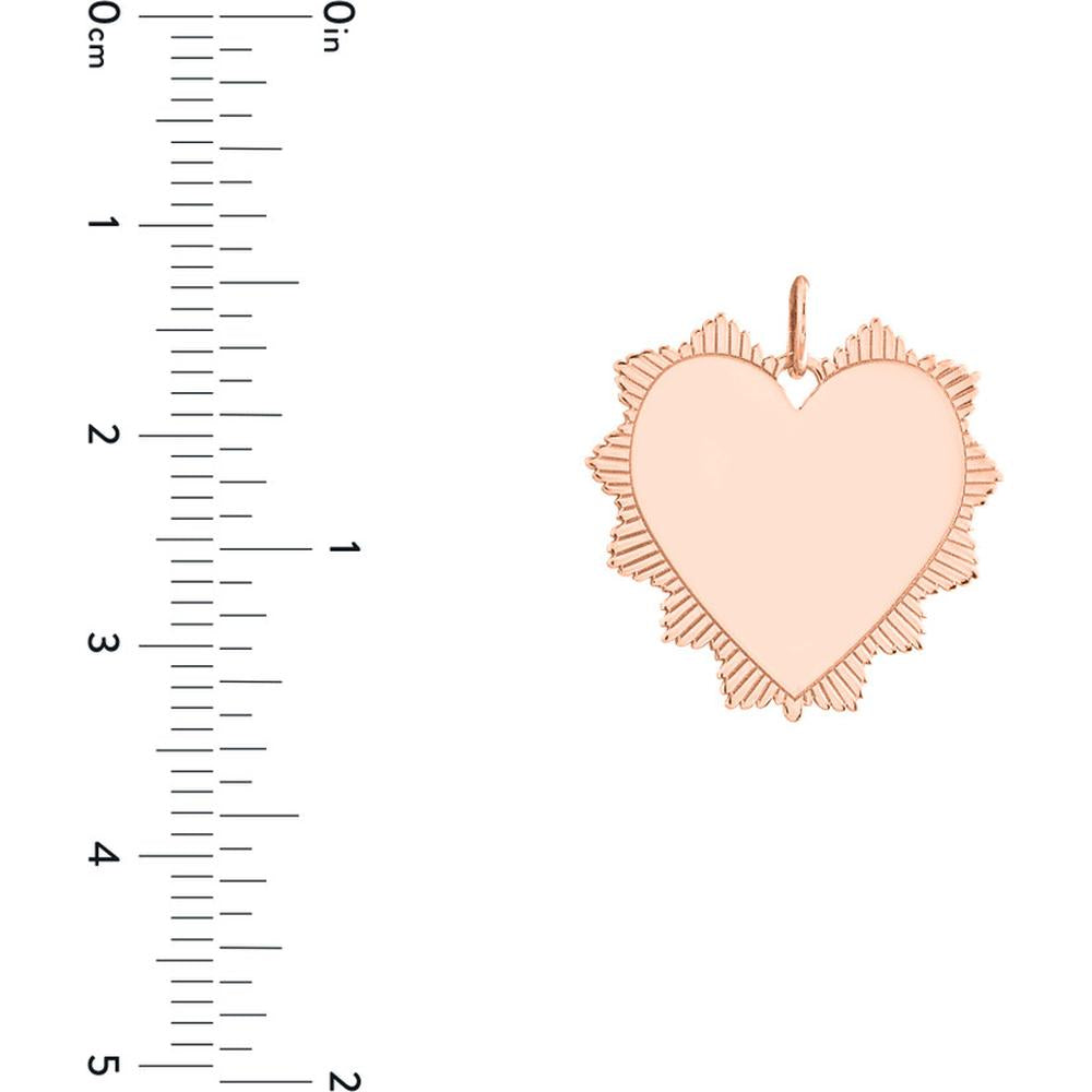 Olas d'Oro - 14K Rose Gold Engravable Spike Heart Pendant - 1.95 Grams