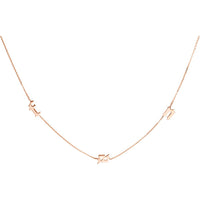 Olas d'Oro - 14K Rose Gold Gothic Initial Station Necklace - Adjustable 2-Inch Chain