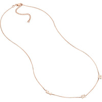 Olas d'Oro - 14K Rose Gold Gothic Initial Station Necklace - Adjustable 2-Inch Chain
