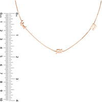 Olas d'Oro - 14K Rose Gold Gothic Initial Station Necklace - Adjustable 2-Inch Chain