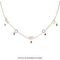 Olas d'Oro - 14K Rose Gold Gothic Initial Station Necklace - Adjustable 2-Inch Chain