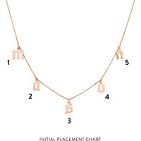 Olas d'Oro - 14K Rose Gold Gothic Initials Dangle Station Necklace  Customizable Design with Lobster Clasp and 2.40g Weight