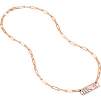 Olas d'Oro - 14K Rose Gold Gothic Initials with Heart Paper Clip Necklace - 16.10g