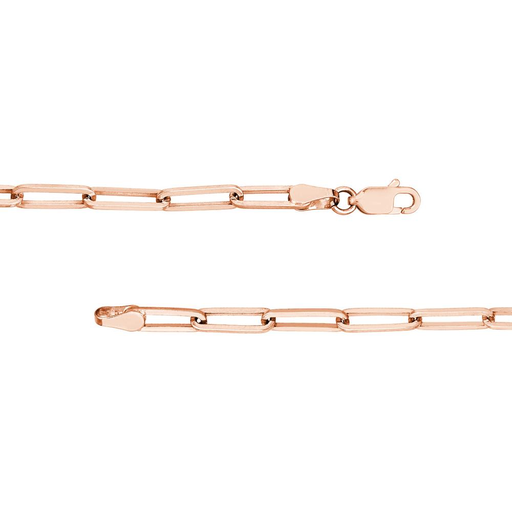 Olas d'Oro - 14K Rose Gold Gothic Initials with Heart Paper Clip Necklace - 16.10g