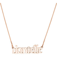 Olas d'Oro - 14K Rose Gold Gothic Nameplate Necklace - 7mm Adjustable Pendant