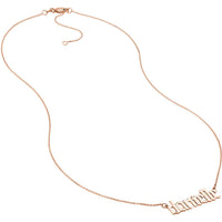 Olas d'Oro - 14K Rose Gold Gothic Nameplate Necklace - 7mm Adjustable Pendant