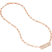 Olas d'Oro - 14K Rose Gold Gothic Nameplate Necklace with Bezel-Set Diamond - 0.02 Carat Total Diamond Weight
