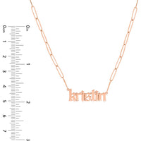 Olas d'Oro - 14K Rose Gold Gothic Nameplate Paper Clip Necklace - Personalized Design with Pear Shaped Lobster Lock