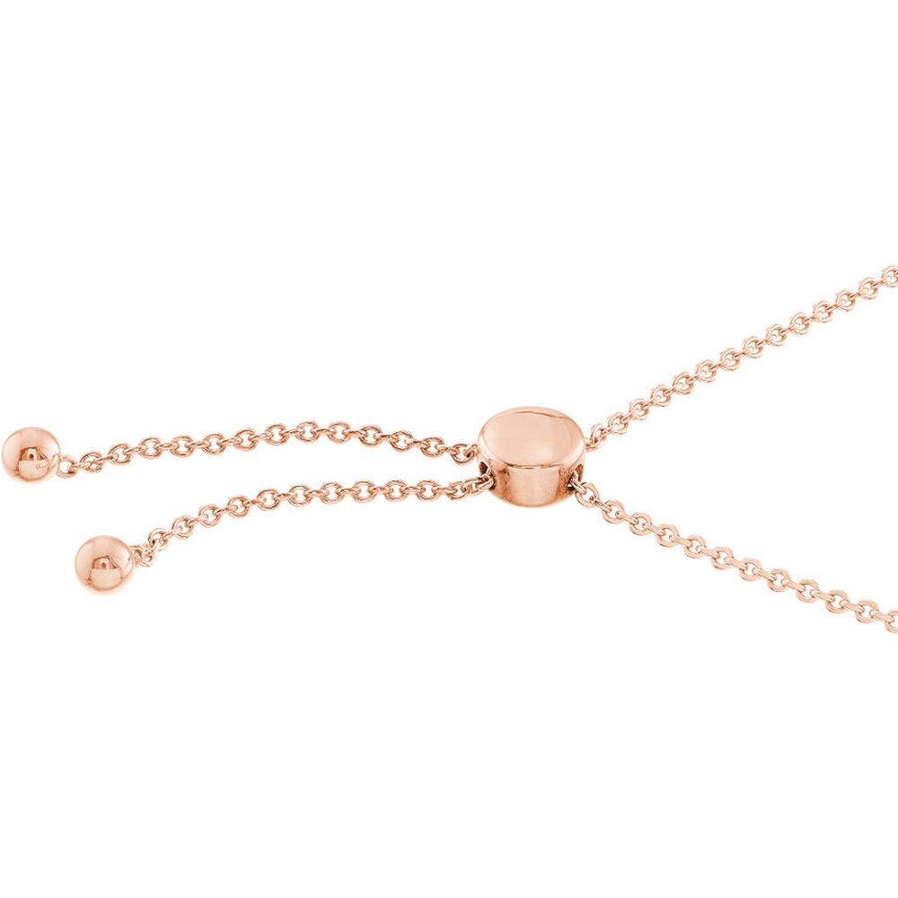 Olas d'Oro - 14K Rose Gold Graduated Diamond Bezel Bolo Bracelet - 0.10 Carat Total Diamond Weight