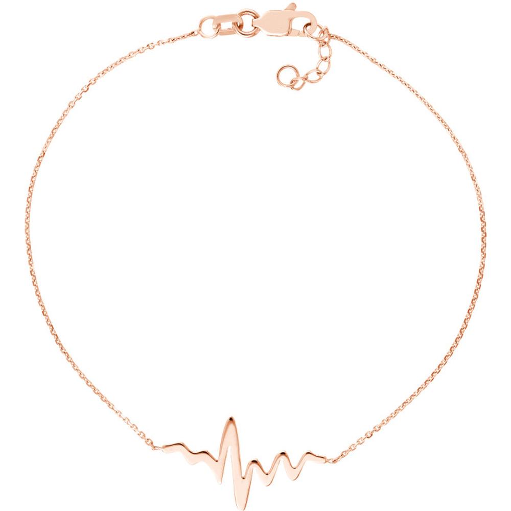 Olas d'Oro - 14K Rose Gold Heartbeat on Chain Adjustable Bracelet  1.20g