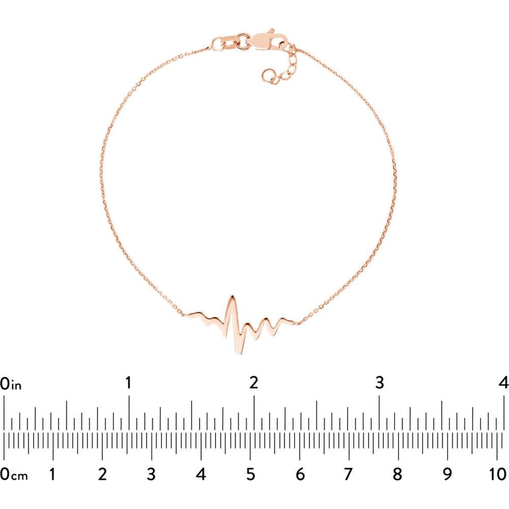 Olas d'Oro - 14K Rose Gold Heartbeat on Chain Adjustable Bracelet  1.20g