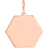 Olas d'Oro - 14K Rose Gold Hexagon Engravable Pendant Charm  17mm