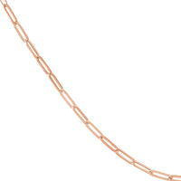 Olas d'Oro - 14K Rose Gold Hollow Paper Clip Chain Bracelet with Pear Shape Lobster Clasp 8" Length