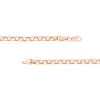Olas d'Oro - 14K Rose Gold Hollow Rolo Chain Necklace with Open Ring for Charms - 6.50 Grams Total Weight