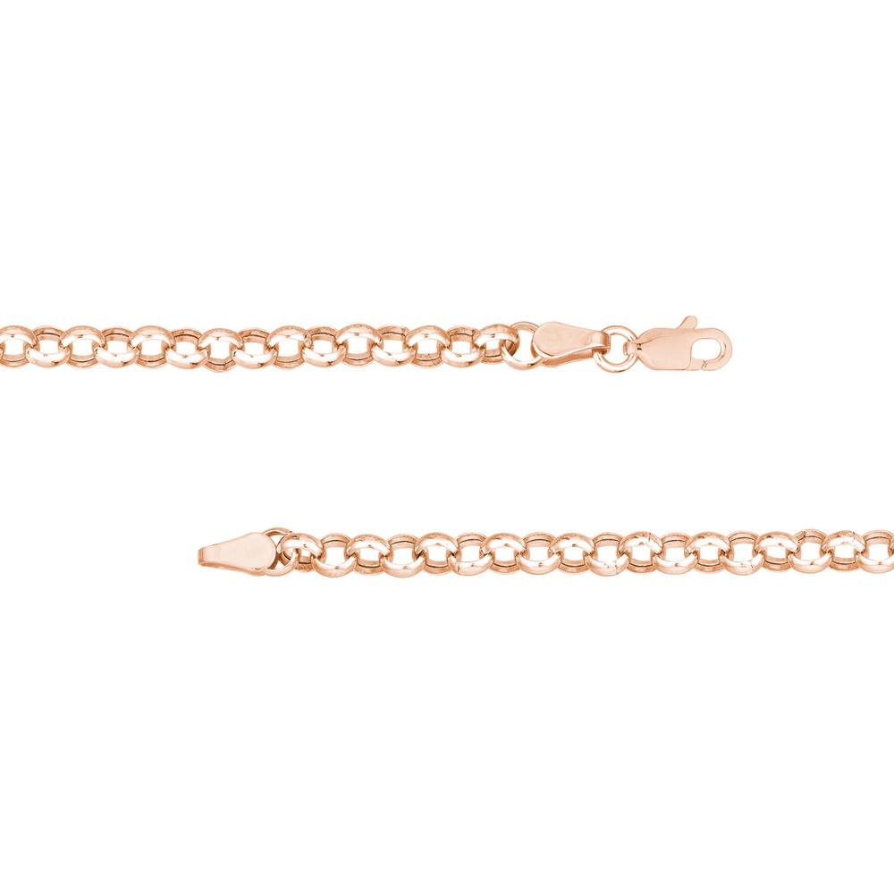Olas d'Oro - 14K Rose Gold Hollow Rolo Chain Necklace with Open Ring for Charms - 6.50 Grams Total Weight