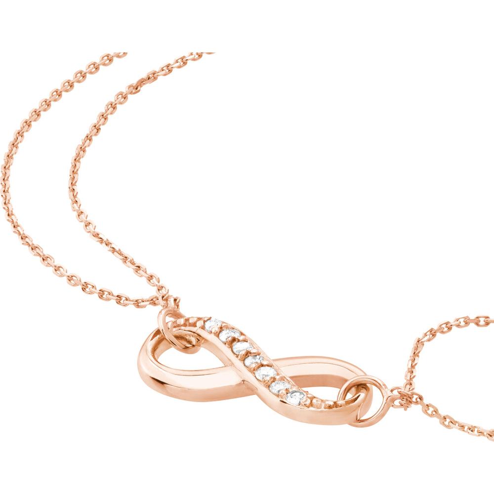 Olas d'Oro - 14K Rose Gold Infinity Chain Bracelet with Diamond - 0.08 Carat Total Diamond Weight