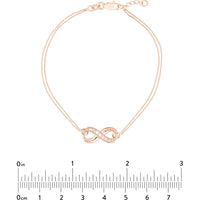 Olas d'Oro - 14K Rose Gold Infinity Chain Bracelet with Diamond - 0.08 Carat Total Diamond Weight