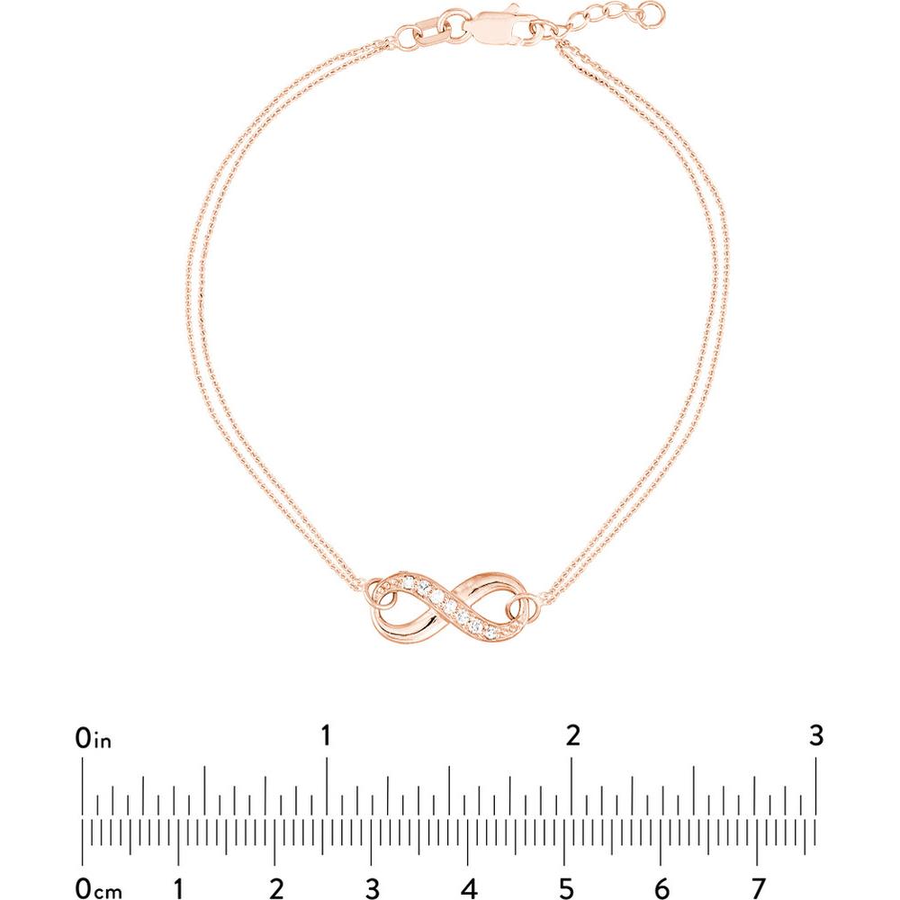 Olas d'Oro - 14K Rose Gold Infinity Chain Bracelet with Diamond - 0.08 Carat Total Diamond Weight