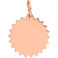 Olas d'Oro - 14K Rose Gold Jagged Circle Engravable Charm - 17mm Diameter