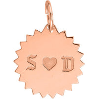 Olas d'Oro - 14K Rose Gold Jagged Circle Engravable Charm - 17mm Diameter